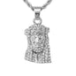 Iced Mini Jesus Pendant with 3mm Rope Chain - CRDHC2-293