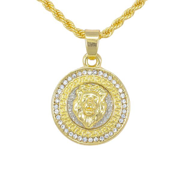 Iced Mini Lion Pendant with 3mm Rope Chain - CRDHC2-282