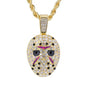 Iced Medium Mask Pendant with 4mm Rope Chain - CRDHC1-1776G