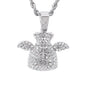 Iced Medium Money Pendant with 4mm Rope Chain - CRDHC1-1747G