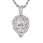 Iced Medium Lion Pendant with 4mm Rope Chain - CRDHC1-1324G