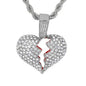 Iced Medium Heart Pendant with 4mm Rope Chain - CRDHC1-1316G