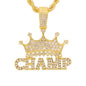 Iced Medium Champ Pendant with 4mm Rope Chain - CRDHC1-1292G