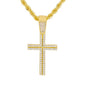 Iced Medium Cross Pendant with 4mm Rope Chain - CRDHC1-1129G