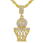 Iced Medium Basketball Pendant with 4mm Rope Chain - CRDHC1-1109G