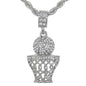 Iced Medium Basketball Pendant with 4mm Rope Chain - CRDHC1-1109G