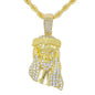 Iced Medium Jesus Pendant with 4mm Rope Chain - CRDHC1-1057G