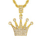 Iced Medium Crown Pendant with 4mm Rope Chain - CRDHC1-1048G