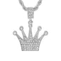 Iced Medium Crown Pendant with 4mm Rope Chain - CRDHC1-1048G