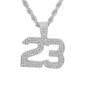 Iced Medium 23 Pendant with 4mm Rope Chain - CRDHC1-1031G