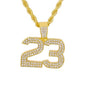 Iced Medium 23 Pendant with 4mm Rope Chain - CRDHC1-1031G