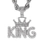 Iced Large King Pendant with 8mm Rope Chain - CRDHC8-8077G