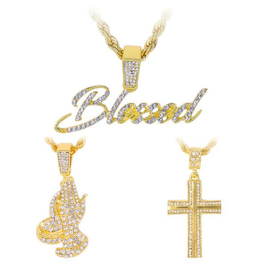 3on Medium Pendant with 4mm Rope Chain - CRDHC3-102G