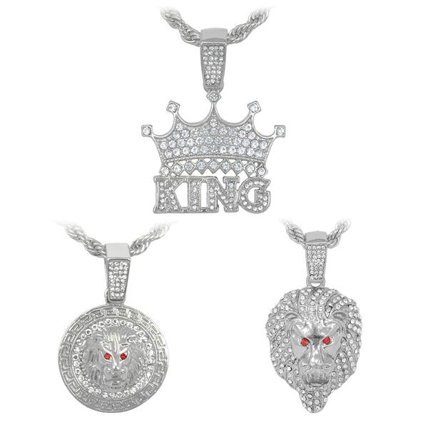 3on Medium Pendant with 4mm Rope Chain - CRDHC3-131G