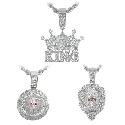 3on Medium Pendant with 4mm Rope Chain - CRDHC3-131G