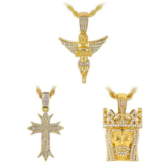3on Medium Pendant with 4mm Rope Chain - CRDHC3-151G