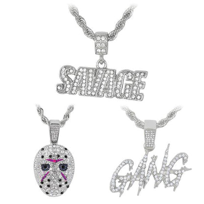 3on Medium Pendant with 4mm Rope Chain - CRDHC3-167G