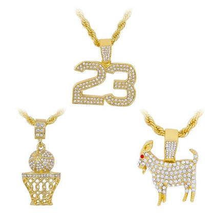 3on Medium Pendant with 4mm Rope Chain - CRDHC3-173G