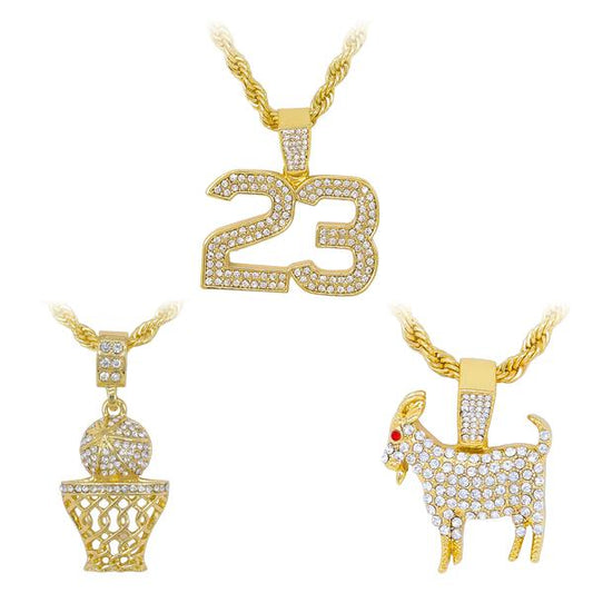 3on Medium Pendant with 4mm Rope Chain - CRDHC3-173G