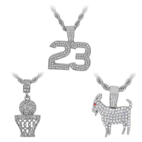 3on Medium Pendant with 4mm Rope Chain - CRDHC3-173G