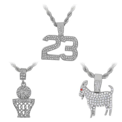 3on Medium Pendant with 4mm Rope Chain - CRDHC3-173G