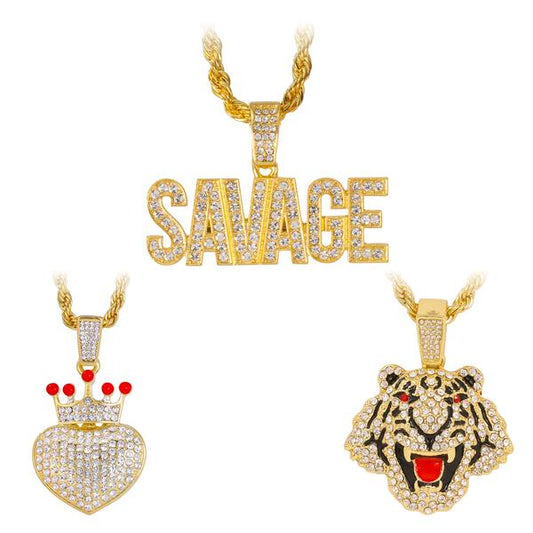 3on Medium Pendant with 4mm Rope Chain - CRDHC3-174G