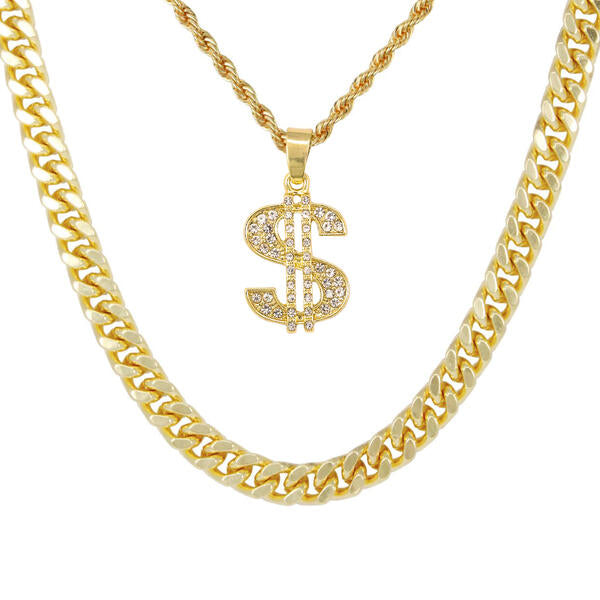 Money-Necklace-&-9mm-Solid-Cuban-Chain-Set-