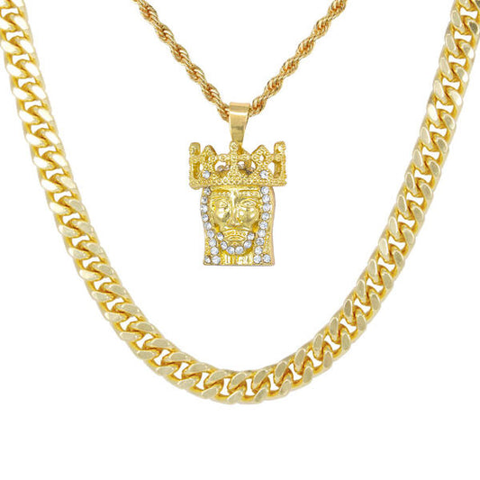Jesus-Necklace-&-9mm-Solid-Cuban-Chain-Set-