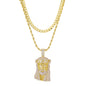 2on Iced Jesus Necklace with 6mm Solid Cuban Chain - CRDL11-8003