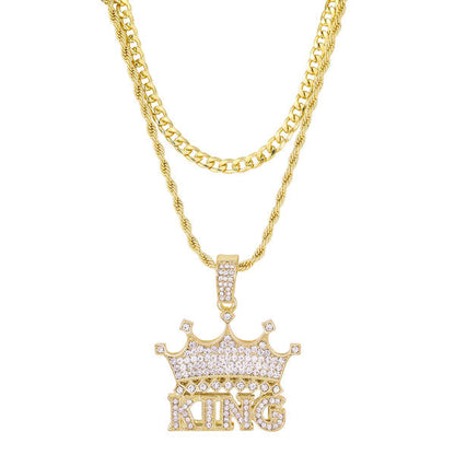 2on Iced King Necklace with 6mm Solid Cuban Chain - CRDL11-8032