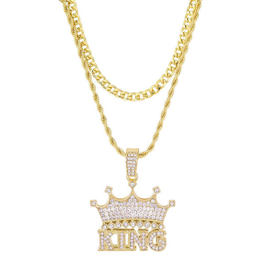2on Iced King Necklace with 6mm Solid Cuban Chain - CRDL11-8032