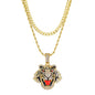 2on Iced Tiger Necklace with 6mm Solid Cuban Chain - CRDL11-8072