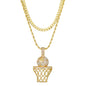 2on Iced Basketball Necklace with 6mm Solid Cuban Chain - CRDL11-8061