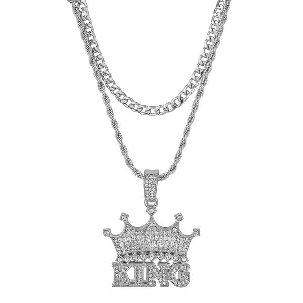 2on Iced King Necklace with 6mm Solid Cuban Chain - CRDL11-8032
