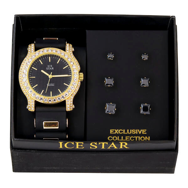 Watch and 3on Square Earring Gift Set - W3ER-102