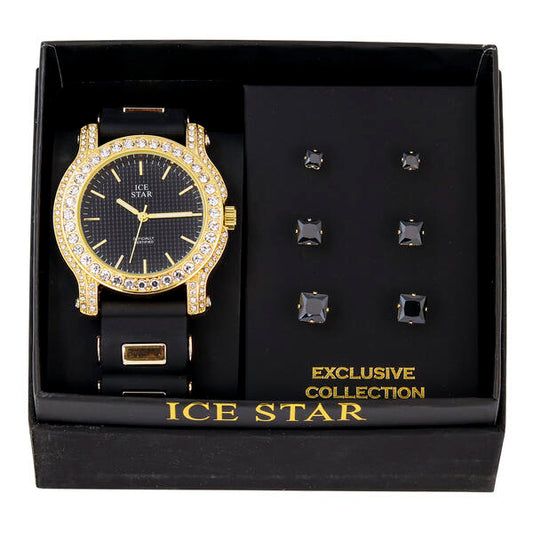 Watch and 3on Square Earring Gift Set - W3ER-102