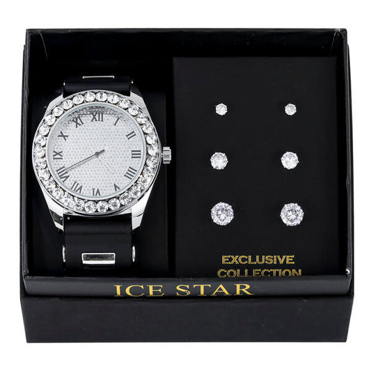 Watch and 3on Round Earring Gift Set - W3ER-101