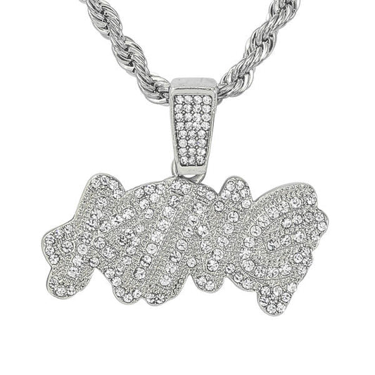 Iced Medium King Pendant with 4mm Rope Chain 24" - RC-1014