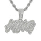 Iced Medium King Pendant with 4mm Rope Chain 24" - RC-1014