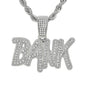 Iced Medium Bank Pendant with 4mm Rope Chain 24" - RC-1016