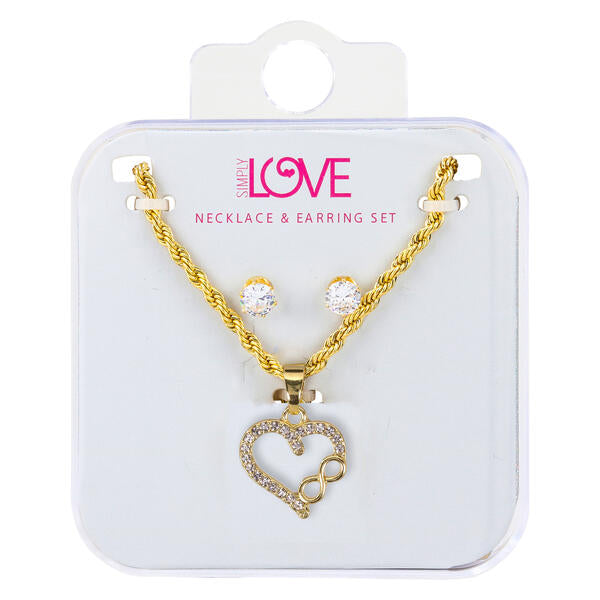 Ladies Heart Necklace with Earrings Set - DDS-LMP-HRT-008