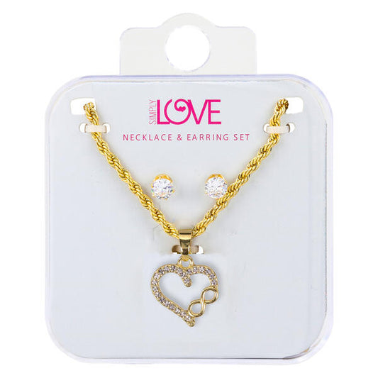Ladies Heart Necklace with Earrings Set - DDS-LMP-HRT-008