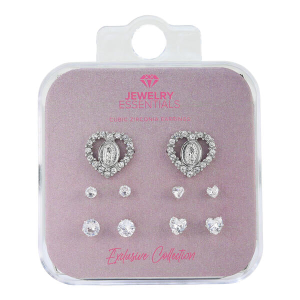 Ladies Guadalupe Heart Earring and Studs 5-Pack - DD-6STD-102
