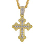 Iced Medium Gothic Cross Pendant with 4mm Rope Chain 24" - HC-1392