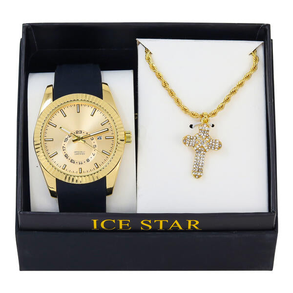 Classic Silicone Watch and Cross Necklace Set - SB1K-1-265