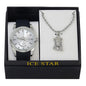 Classic Silicone Watch and Jesus Necklace Set - SB1K-1-293