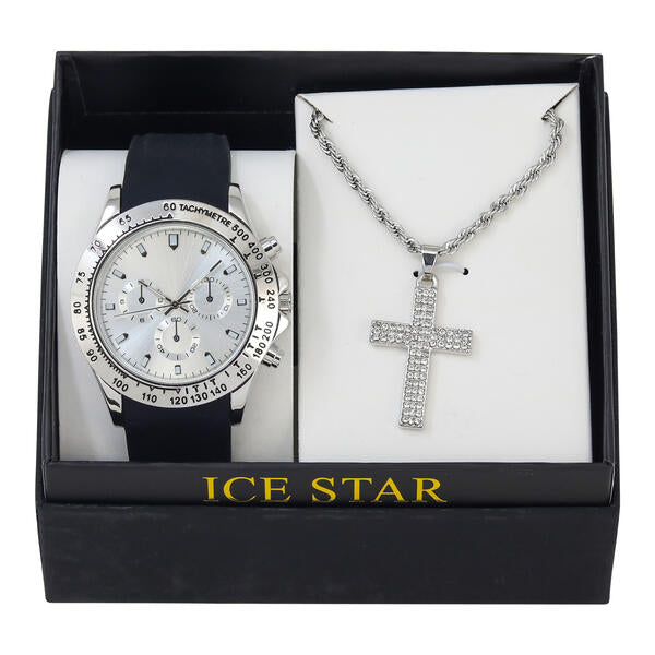 Classic Silicone Watch and Cross Necklace Set - SB1K-2-355