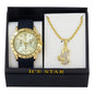 Classic Silicone Watch and Praying Hand Necklace Set - SB1K-2-392