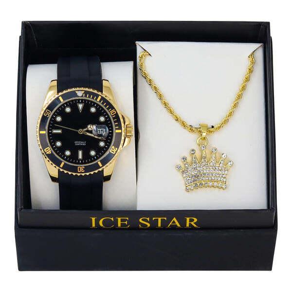 Classic Silicone Watch and Crown Necklace Set - SB1K-3-1396