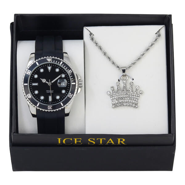 Classic Silicone Watch and Crown Necklace Set - SB1K-3-1396
